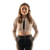 Jaqueta Cropped Moletom Feminina Casual Lisa Básica