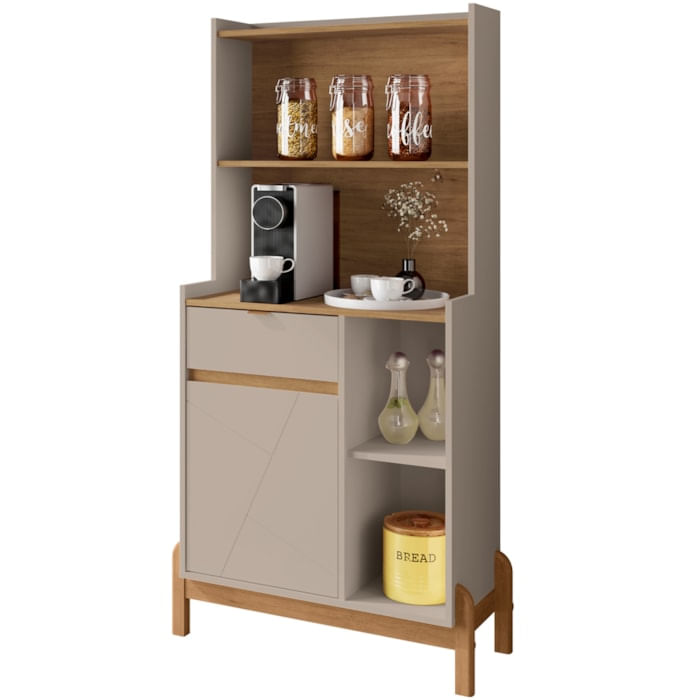 Aparador Cantinho Cafe 50527 1 Porta 81cm Off White Cedro Dcasa