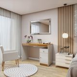 Penteadeira 1 Porta 1 Gaveta Charlotte Off White/naturalle
