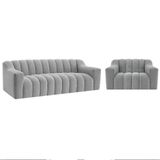 Kit 1 Sofá 180cm 1 Poltrona Luxo Recepção Sala Elegance Bouclé Cor Cinza