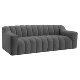 Sofá 2 Lugares Luxo Recepção Escritorio Sala Elegance 200cm Linho Cor Cinza Escuro