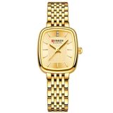 Relógio De Pulso Quartzo Feminino Design Elegante Strass Pulseira Em Aço Inoxidavel Dourado