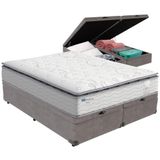 Cama Box Baú Cinza E Colchão Amsterdã Molas Ensacadas Queen Probel