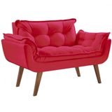 Poltrona Opalla 2 Lugares Suede Base Palito Vermelho