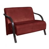 Poltrona 2 Lugares Vênus Suede Braço Madeira Bordô
