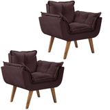 Kit 2 Poltronas Opalla Pés Palito 1 Lugar Marrom