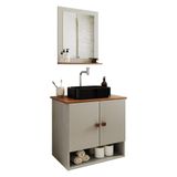 Gabinete Arm Banheiro Deli 2 Portas Com Cuba Oxford Preta Off White Nature