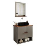Gabinete Arm Banheiro Deli 2 Portas Com Cuba Oxford Preta Titanium Nature