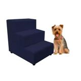 Escada Escadinha Pet Cachorro 3 Degraus Rampa Suede Grace Cor:azul Marinho