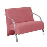 Poltrona 2 Lugares Vênus Braço Alumínio Suede Rosa