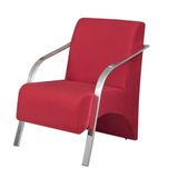 Poltrona Vênus 1 Lugar Braço Alumínio suede Vermelho