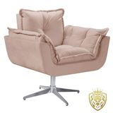 Poltrona Opalla Giratória Alumínio Suede Cappuccino