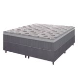 Cama Box Casal Queen Colchão Molas Ensacadas Ômega 158x198x70cm Cinza / Branco Hellen - Suporta Até 110kg Por Pessoa