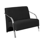 Poltrona 2 Lugares Vênus Braço Alumínio Suede Preto