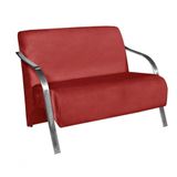 Poltrona 2 Lugares Vênus Braço Alumínio Vermelho