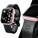 Relogio Feminino Digital Prova Dagua Quadrado Rosa Silicone