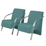 Kit 2 Poltronas Vênus 1 Lugar Pé Alumínio D Salla Turquesa