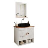 Gabinete Arm Banheiro Deli 2 Portas Com Cuba Oxford Preta Branco Carrara Nature