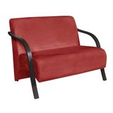 Poltrona 2 Lugares Vênus Dsalla Suede Braço Madeira Vermelho