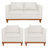Kit Sofa 3 Lugares E 2 Poltronas Europa 180 Cm Bouclé - Amarena Móveis Cor Cinza