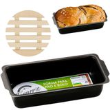 Assadeira Pão Retangular Antiaderente 900ml +descanso Panela