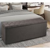 Recamier Baú 1,95m Madrid Suede Cinza