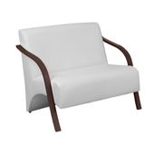 Poltrona Vênus 2 Lugares Braço Madeira Corino Branco