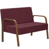 Poltrona 2 Lugares Jade Braço Madeira Suede Bordô