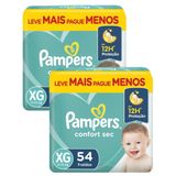 Kit 2 Fraldas Pampers Confort Sec Super Xg Com 54un Cada