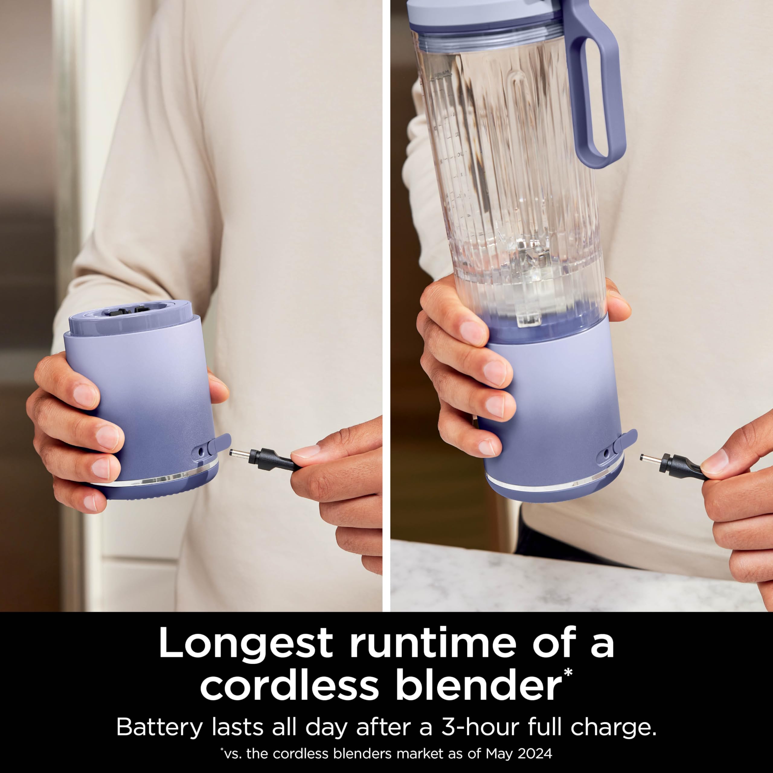 Liquidificador Portátil Ninja Blast Max Cordless 650 Ml De Lavanda
