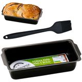 Assadeira Pão Retangular Antiaderente 2l + Pincel Silicone