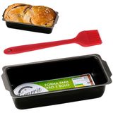 Forma De Pão Retangular Grande Antiaderente 2l + Pincel