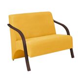Poltrona 2 Lugares Vênus Suede Braço Madeira Amarelo