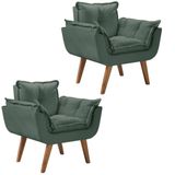 Kit 2 Poltronas Opalla Pés Palito 1 Lugar Verde