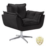 Poltrona Opalla Giratória Alumínio Suede Preto
