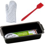 Forma Pão Retangular Antiaderente 2l + Luva Térmica + Pincel