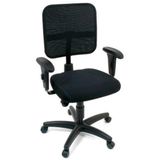 Cadeira Secretária Com Braços Linha Tela Mesh Preto