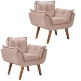 Kit 2 Poltronas Opalla Pés Palito 1 Lugar Cappuccino
