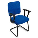 Poltrona Secretária Base Fixa Em S Linha Tela Mesh Azul