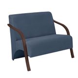 Poltrona 2 Lugares Vênus Dsalla Suede Braço Madeira Azul Bic