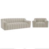 Kit 1 Sofá 180cm 1 Poltrona Luxo Recepção Sala Elegance Linho Cor Bege