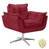 Poltrona Opalla Giratória Alumínio Suede Bordô