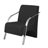 Poltrona Vênus 1 Lugar Braço Alumínio suede Preto