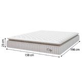 Cama Box Colchão Casal Queen Molas Ensacadas City Pillow Top 158x198x61cm Branco / Bege Hellen - Suporta até 110kg por Pessoa