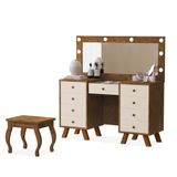 Penteadeira Camarim 9 Gv E Led + Banqueta P- Maquiagem Mila Malbec - Off White