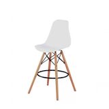 Banqueta Eiffel Com Pé De Madeira - Branco Branco