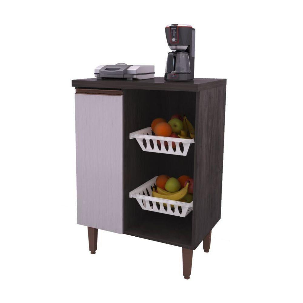 Armário Aparador Fruteira Balcão De Cozinha Toalheiro Carvalho Escuro