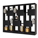 Livreiro Com Nicho E 2 Portas Preto Fosco Kit Com 3