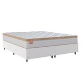 Cama Box Colchão Casal Queen Molas Ensacadas Real 158x198x65cm Linho Branco / Bege Inducol - Suporta Até 130kg Por Pessoa