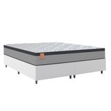 Cama Box Colchão Casal Queen Molas Ensacadas Real 158x198x65cm Linho Branco / Preto Inducol - Suporta Até 130kg Por Pessoa